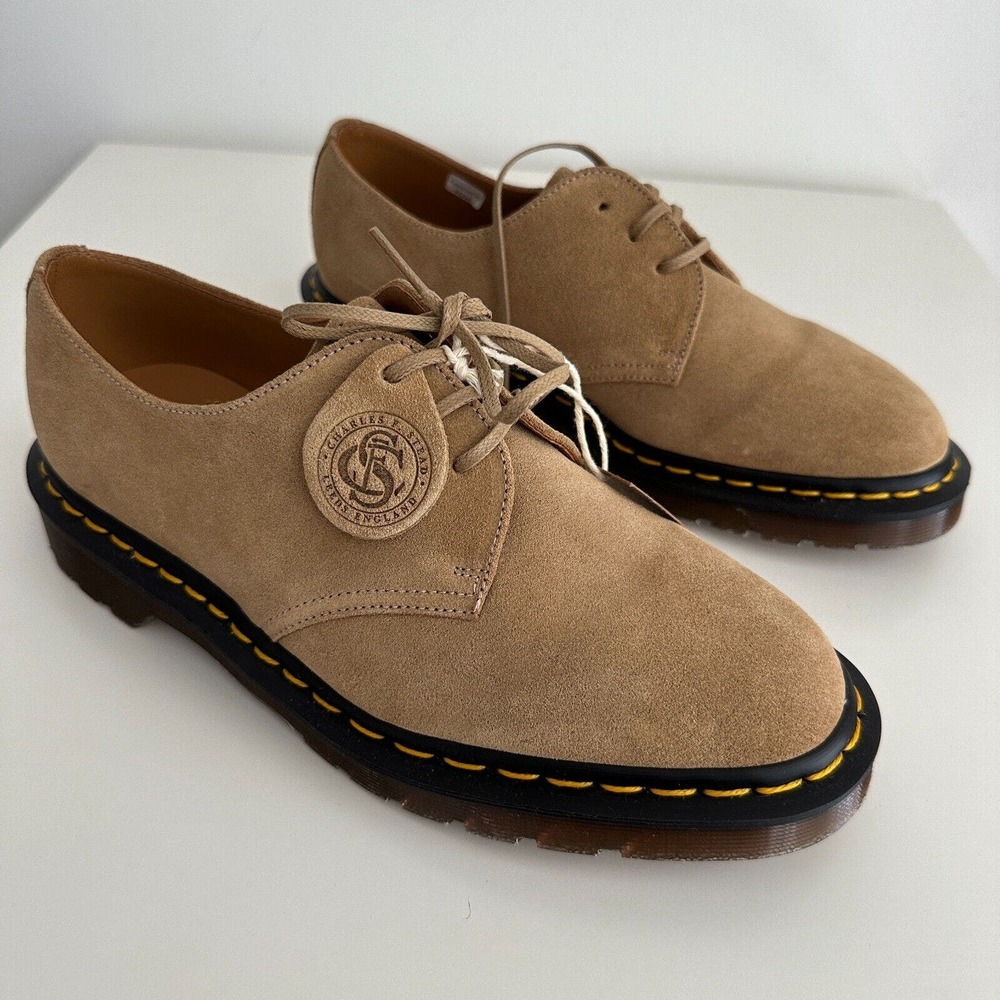 NEW Dr Martens Oxford Mens UK Doc Suede Leather Beige 1461 C.F. Steads England - Picture 2 of 13